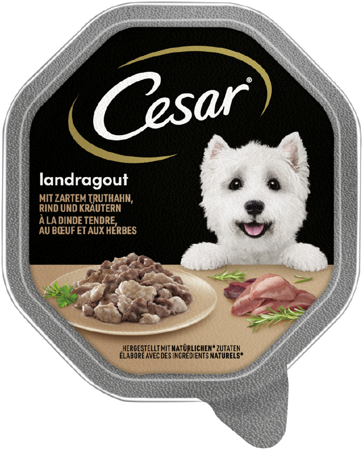 Cesar Hunde-Nassfutter Landküche mit Pute und Rind in köstlicher Sauce 150 g